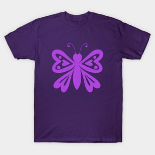 Heart Design Purple Butterfly T-Shirt